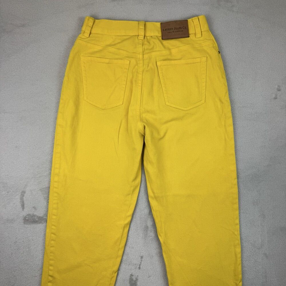 Lauren Jeans Co Ralph Lauren Petite 4P Yellow Denim Jeans Straight High Rise - Picture 3 of 11
